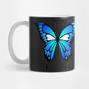 Butterfly Lover Art Blue & Black with White Hearts Gift of Butterflies Mug